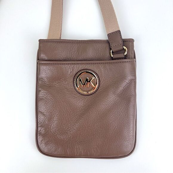 Michael Kors MK Fulton Leather Crossbody Bag Khaki - Picture 1 of 9